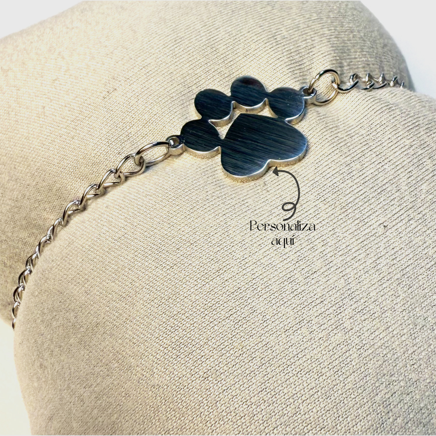 Pulsera Huellita Personalizada Plateada