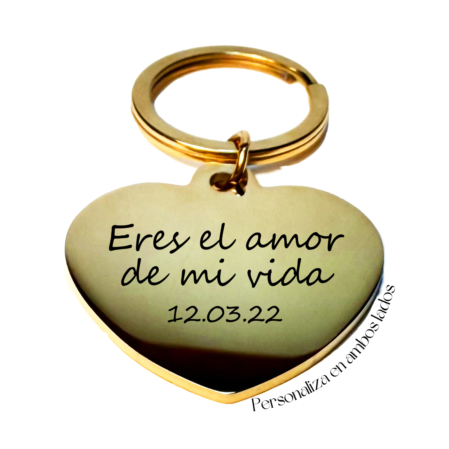 Llavero Corazón Personalizado Dorado